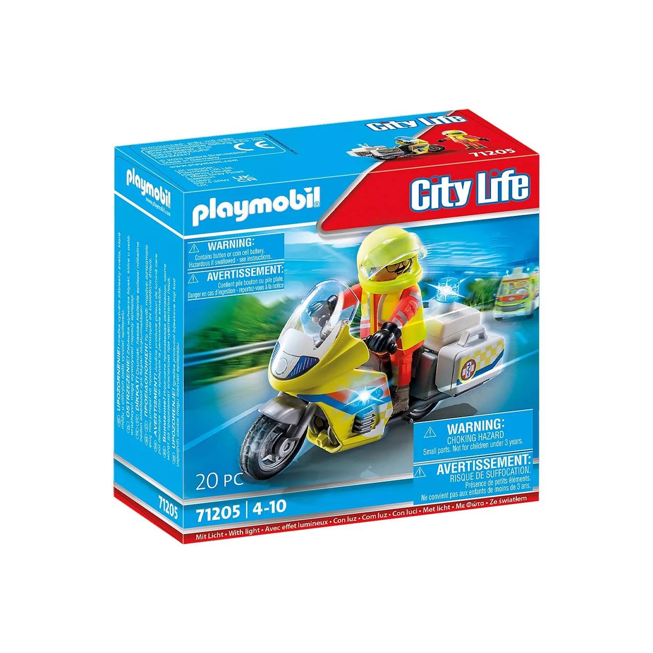 City Life Urgentiste Avec Moto Et Effet Lumineux 71205 Multicolore