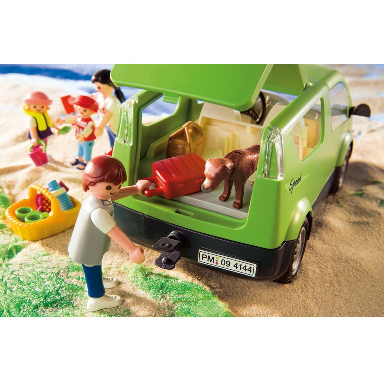 Pièce Playmobil 4144 - Toit Vert + Rétroviseurs Pour Voiture Familiale - Occasion, état D'usage