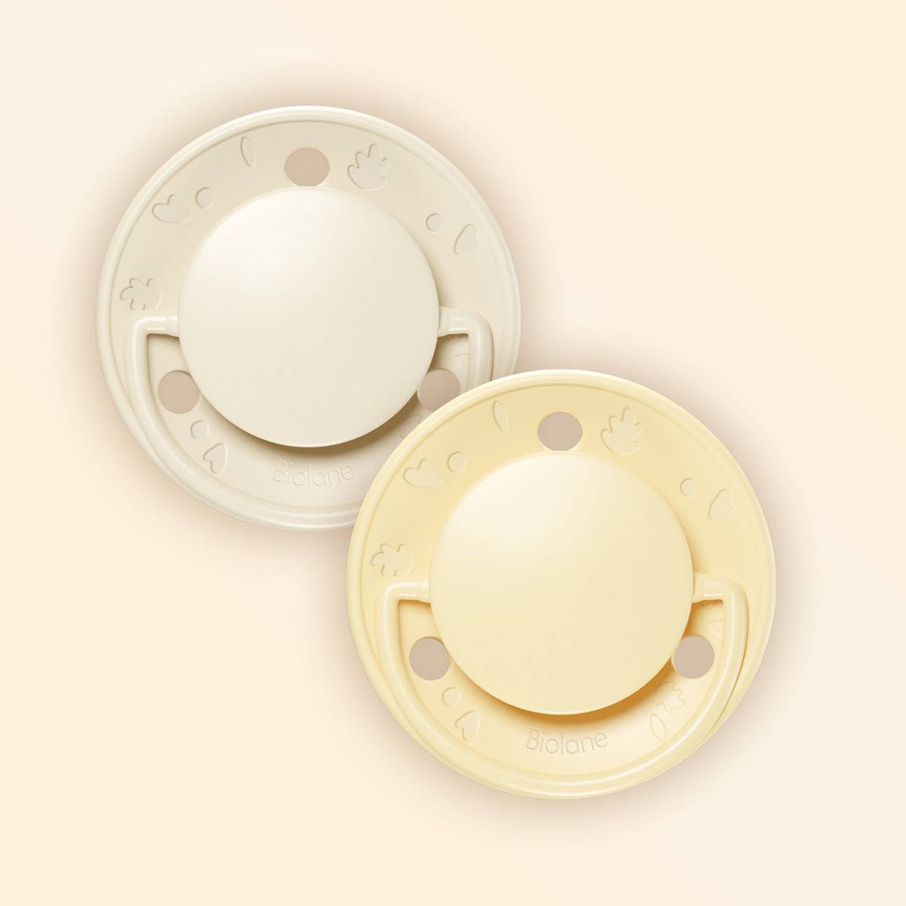 Sucette Ronde - 0-6 Mois - Lot De 2 Jaune + Beige