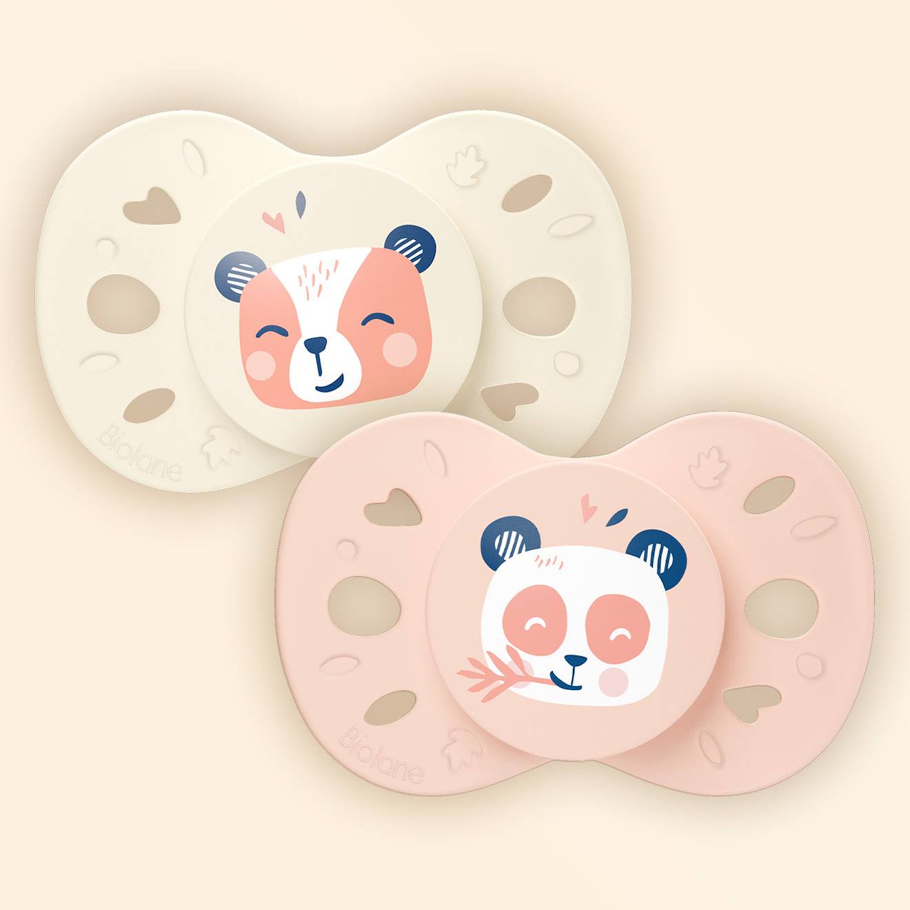 Sucette Anatomique Animaux - 18+ Mois - Lot De 2 Rose + Beige