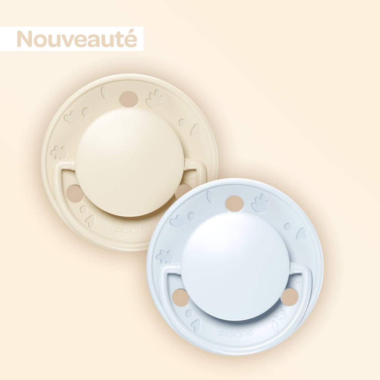 Sucette Ronde - 0-6 Mois - Lot De 2 Bleu + Beige