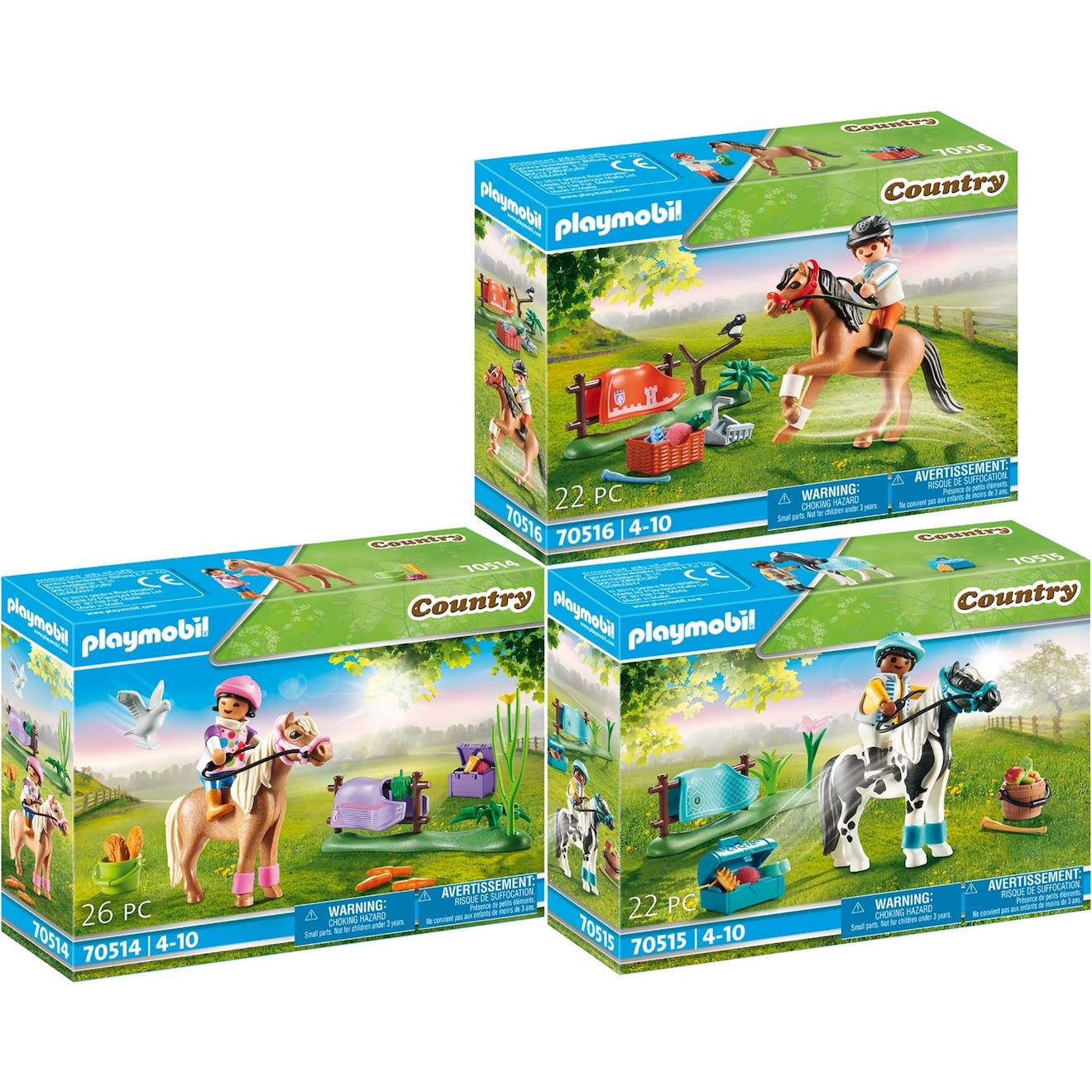 Playmobil – Country – 70514+70515+70516 70514-15-16 Multicolore