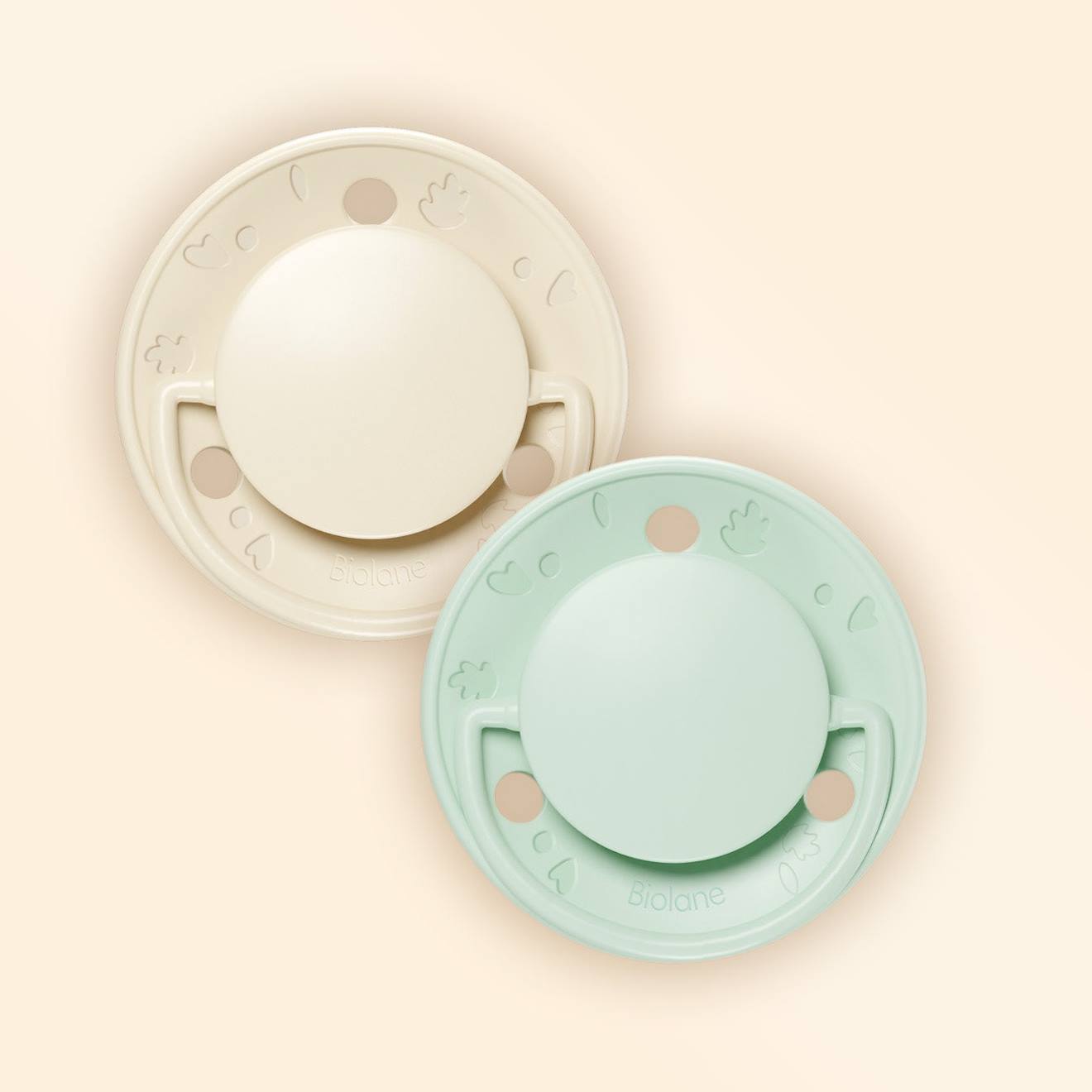Sucette Ronde - 0-6 Mois - Lot De 2 Vert + Beige
