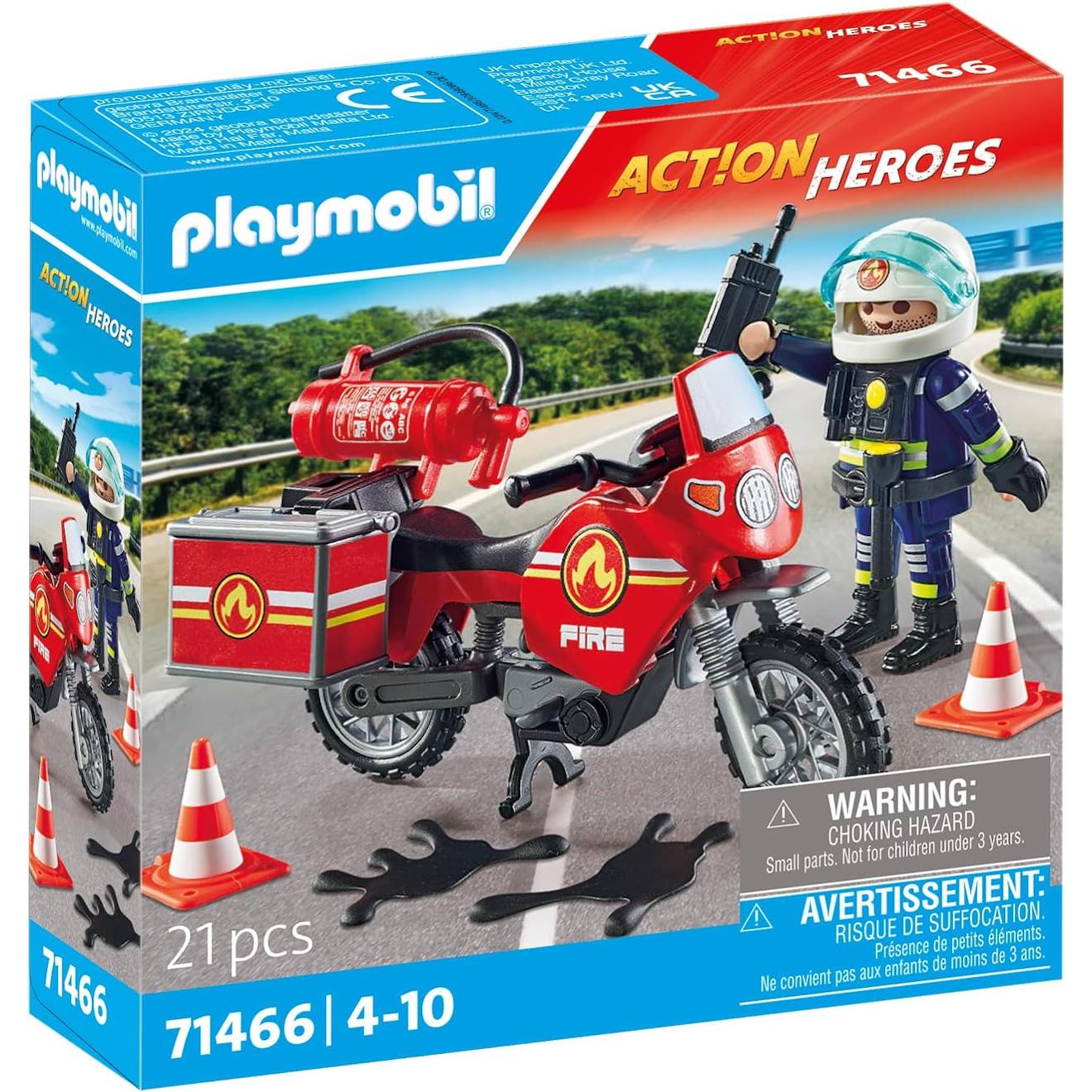 Pompier Et Moto - Action Hereos 71466 Multicolore
