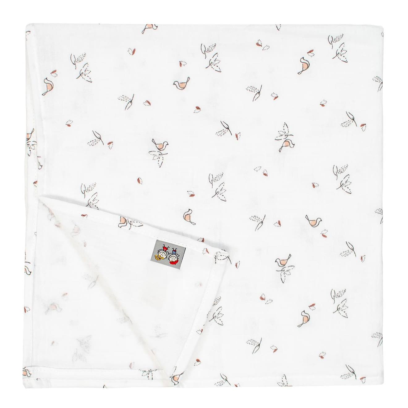 Lange En Gaze De Coton Melody Melody, Blanc Imprimé Minimali