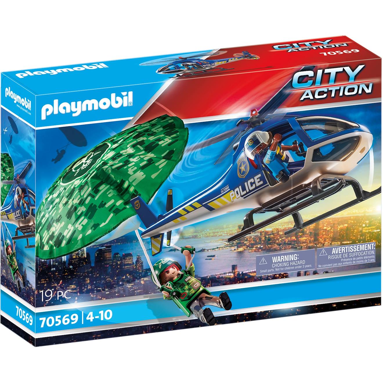 City Action Hélicoptère De Police Et Parachutiste 70569 Multicolore
