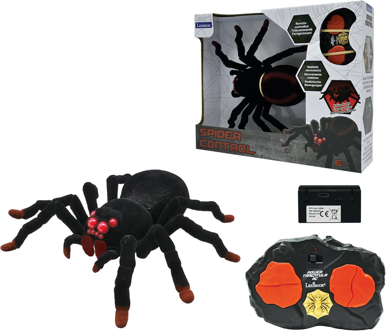 Tarentule Araignée Télécommandé Réaliste Avec Effet Lumineux , 8 Pattes Velues, 2 Mandibules Noir