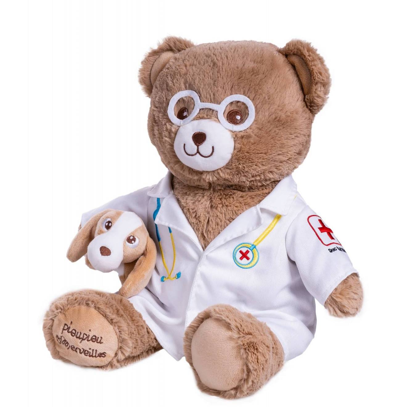 Peluche Ours Vétérinaire - Docteur Gaston - 40 Cm Brun (Pioupiou Et Merveilles) - Image 1
