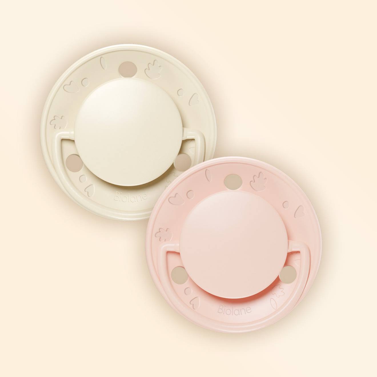 Sucette Ronde - 6+ Mois - Lot De 2 Rose + Beige