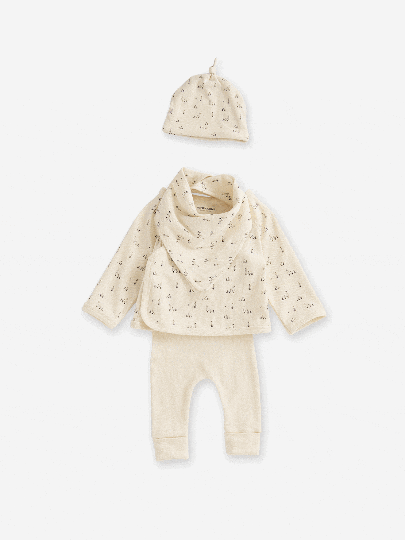 Ensemble naissance 4 pices bb petites oies coffret cadeau vanille 24 €