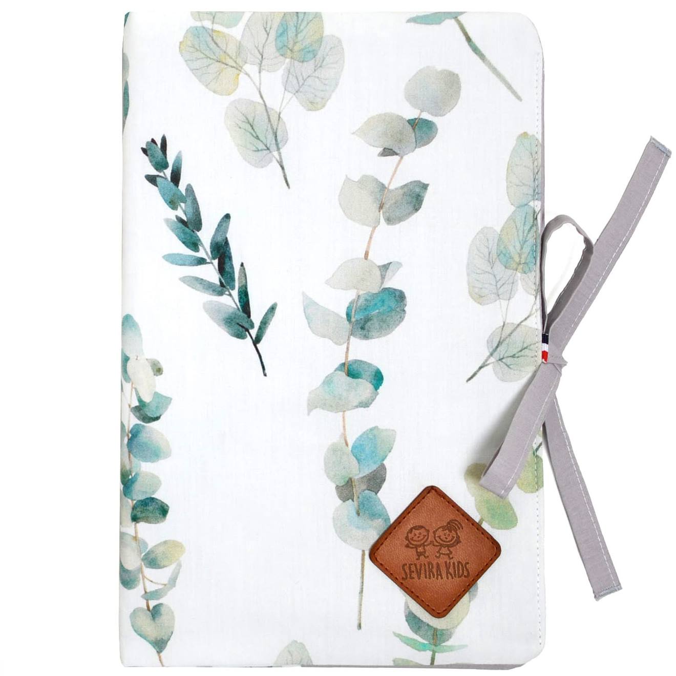 Protège Carnet De Santé Bébé En Coton Eucalyptus Eucalyptus, Vert, Gris