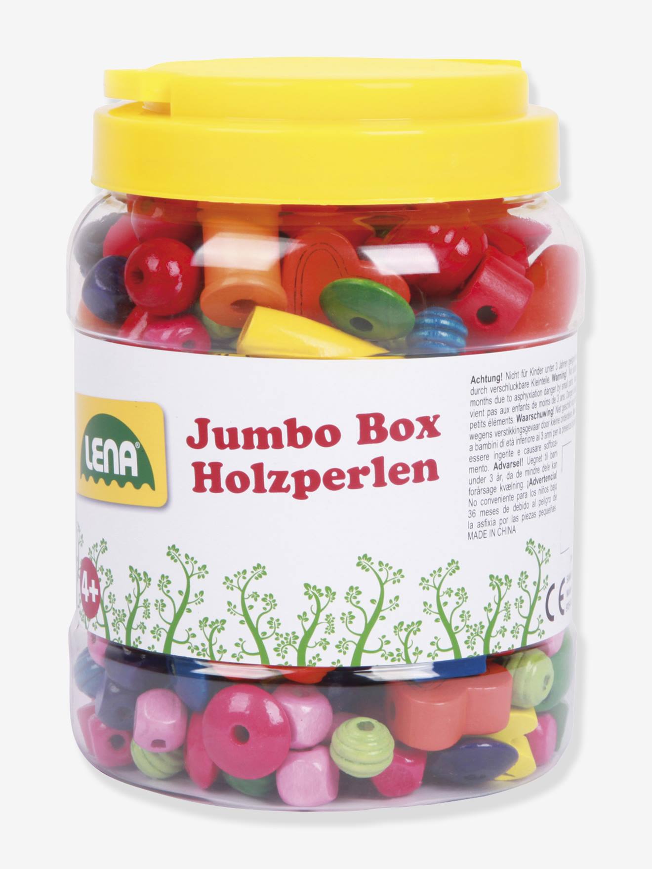 Boîte Jumbo de perles en bois pour enfants multicolore