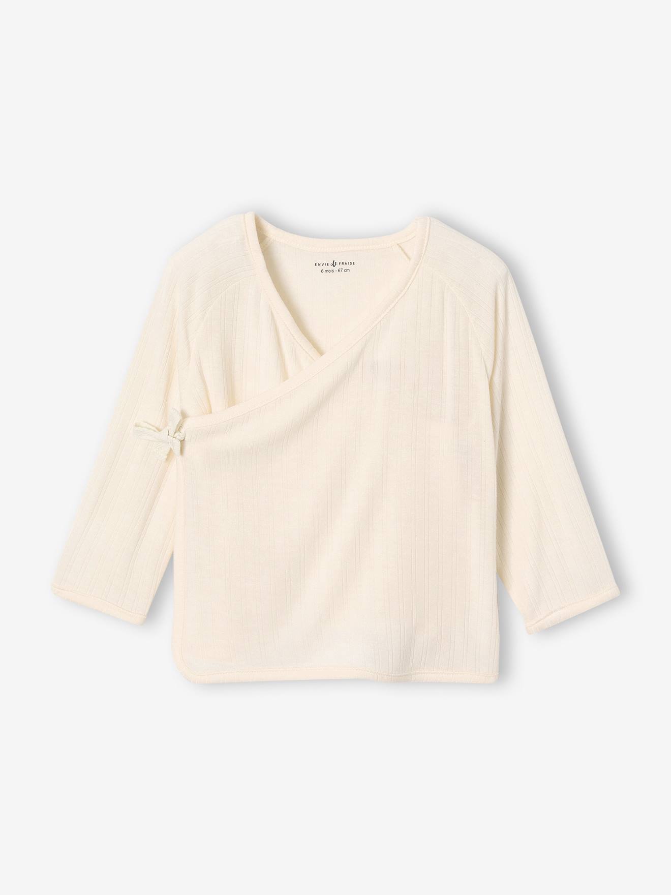 Kit naissance 5 pièces : brassière + pantalon + bonnet + gants + pochon écru (Envie De Fraise) - Image 1