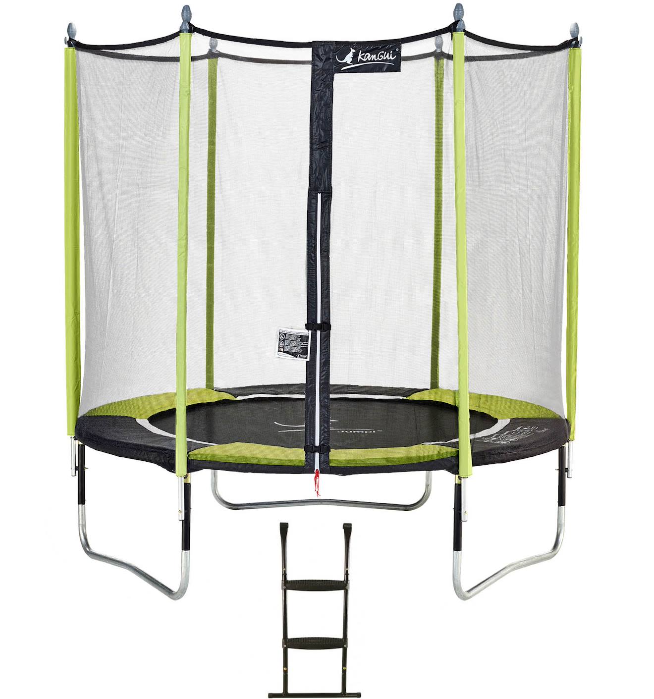 Trampoline De Jardin 244 Cm + Filet De Sécurité + Échelle Jumpi Vert/noir 250 Vert