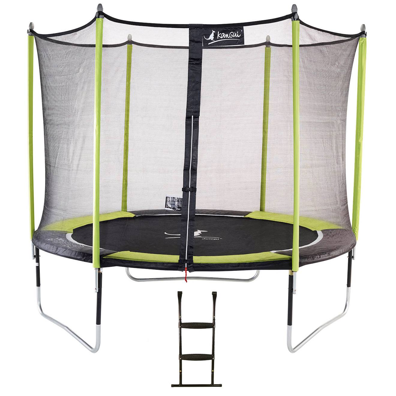 Trampoline De Jardin 305 Cm + Filet De Sécurité + Échelle Jumpi Vert/noir 300 Vert
