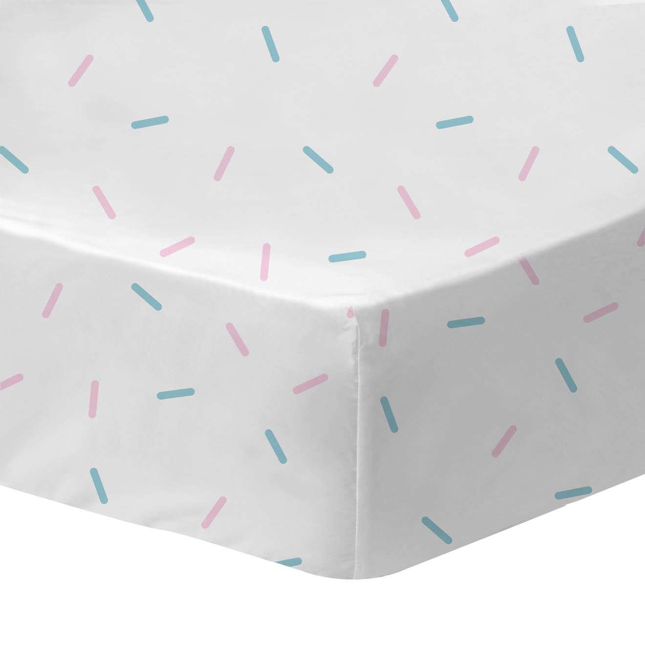 Drap-housse Imprimé 100% Coton, Stitch Stripe Blanc