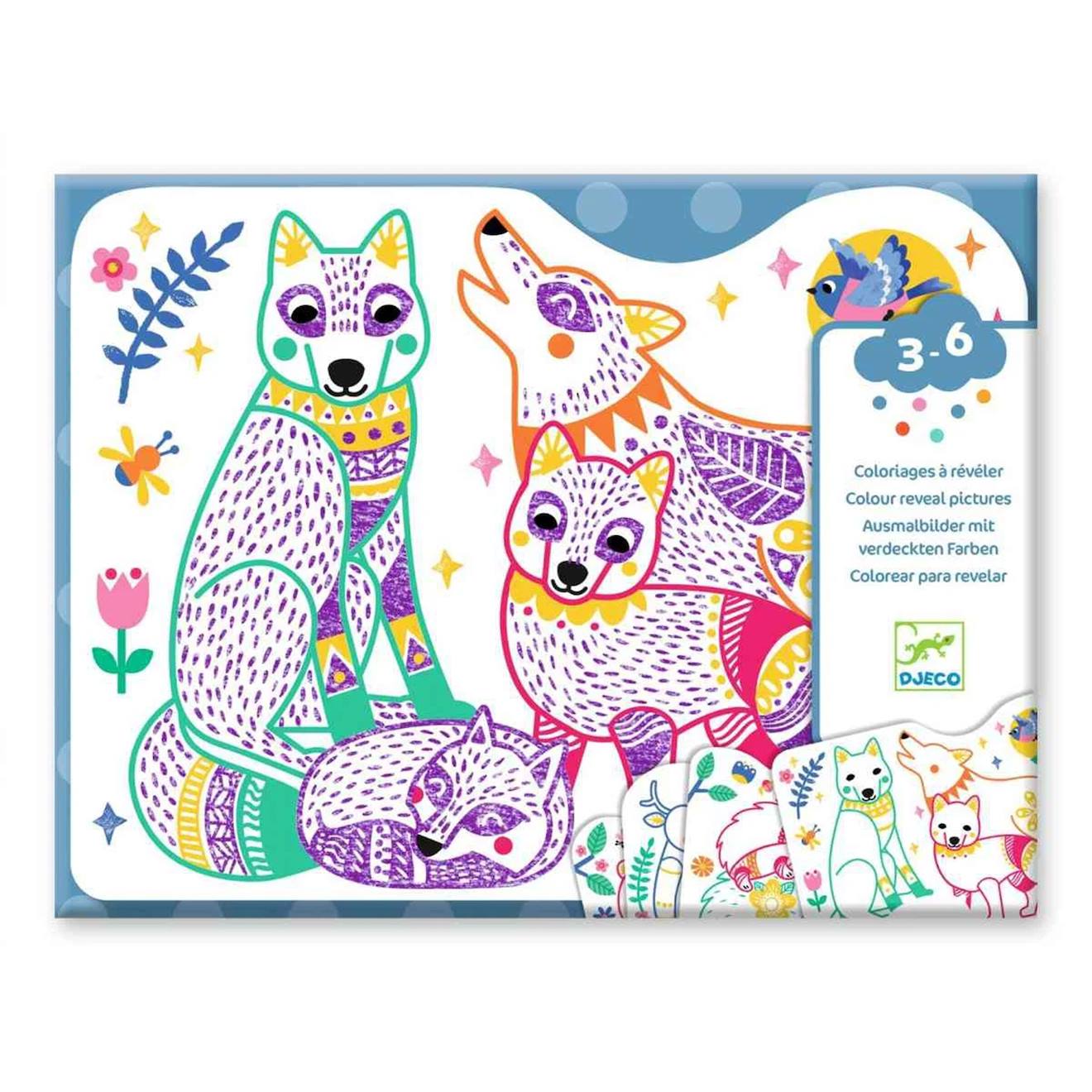 Coloriages À Révéler Familles Forestières Multicolore