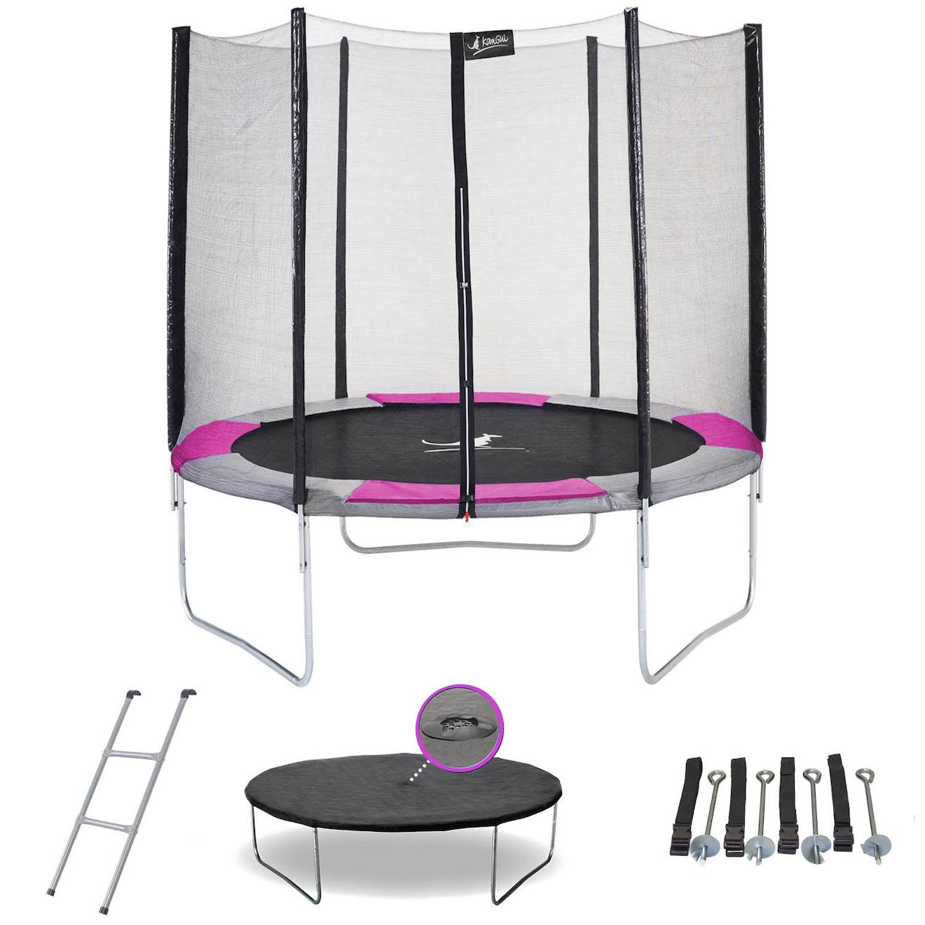 Trampoline Rond Ø250cm Avec Filet, Échelle, Bâche Et Kit Ancrage- Ralli 250 Rose
