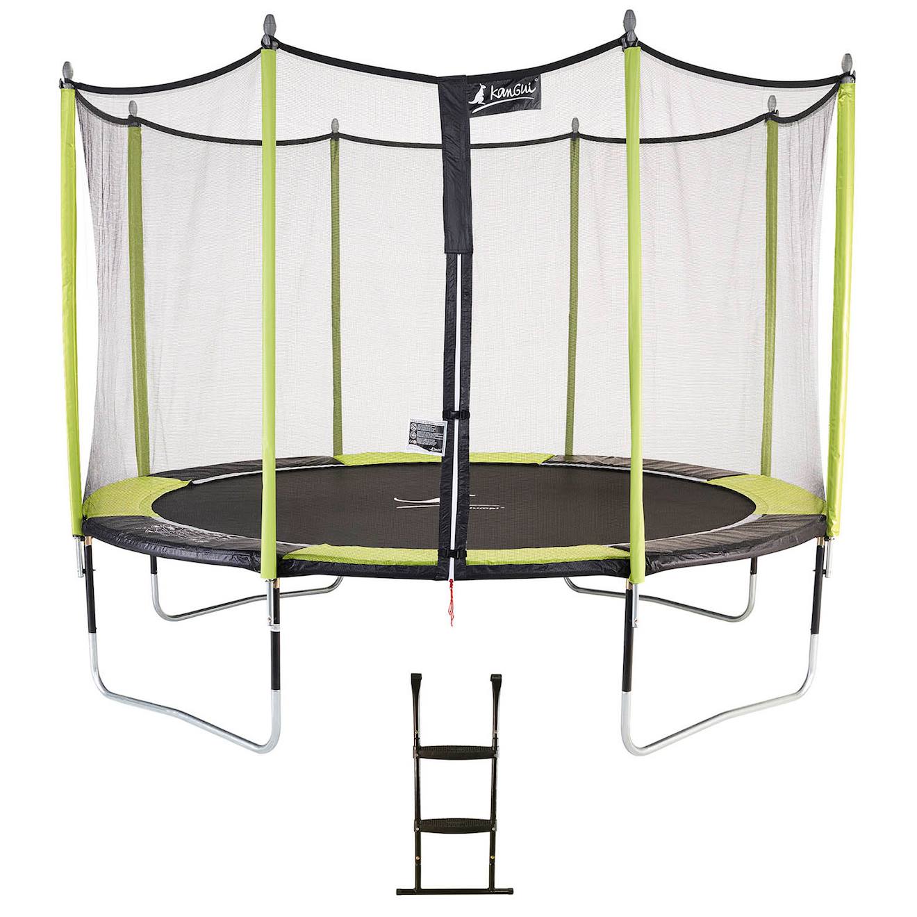 Trampoline De Jardin 426 Cm + Filet De Sécurité + Échelle Jumpi Vert/noir 430 Vert