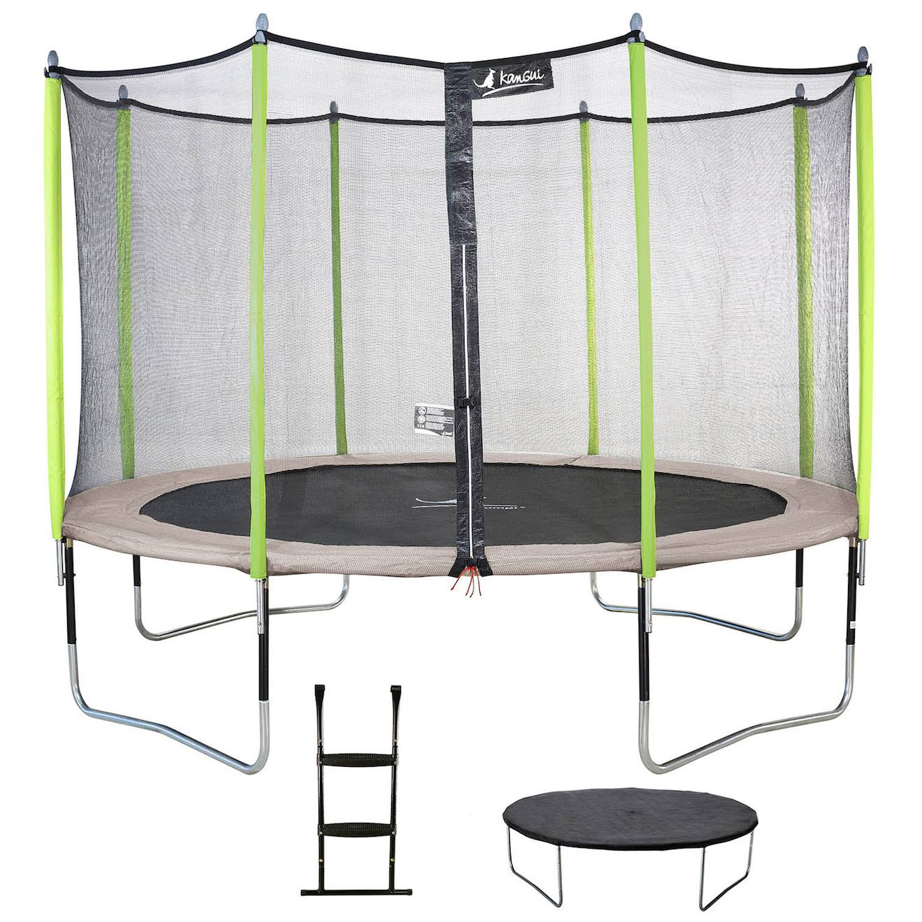 Trampoline 430 Cm + Filet De Sécurité + Échelle + Bâche Jumpi Taupe/vert Vert