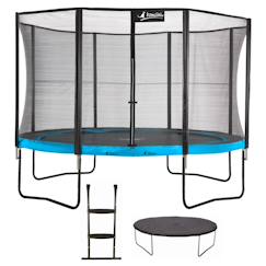 Jouet-Trampoline ø 430cm + filet de sécurité + échelle + bâche - punchi 430 bleu