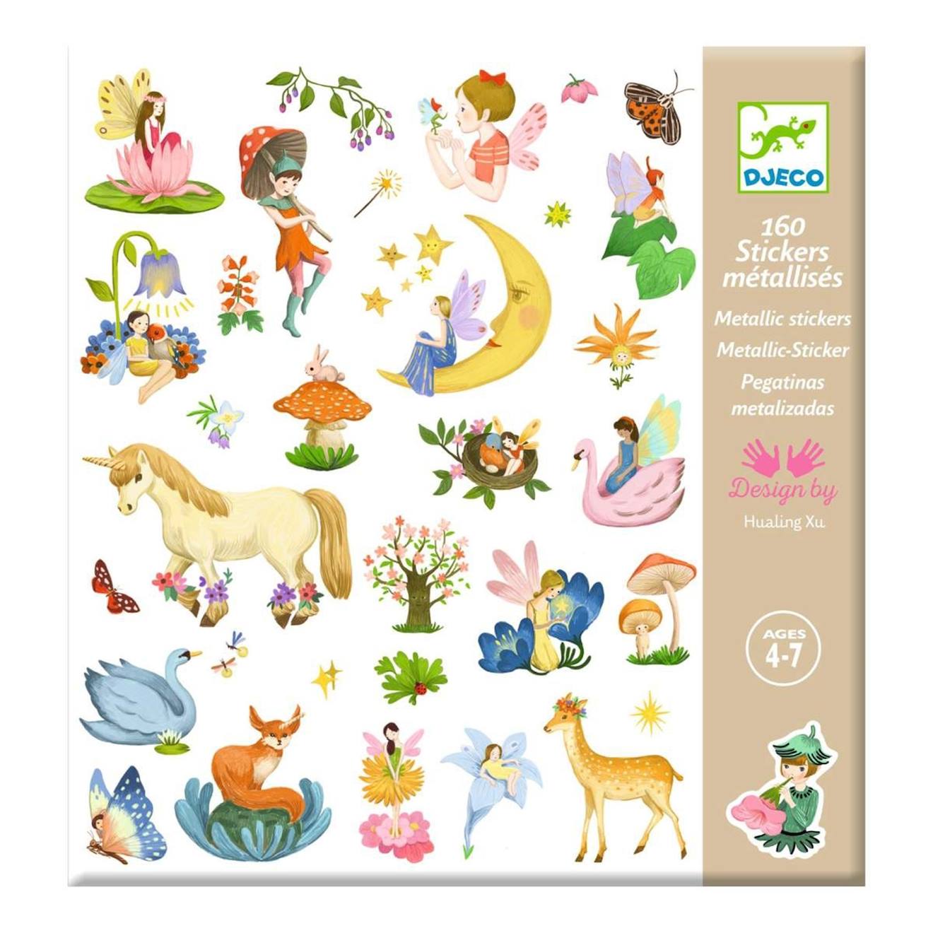 160 Stickers Métallisés Fantasy Multicolore