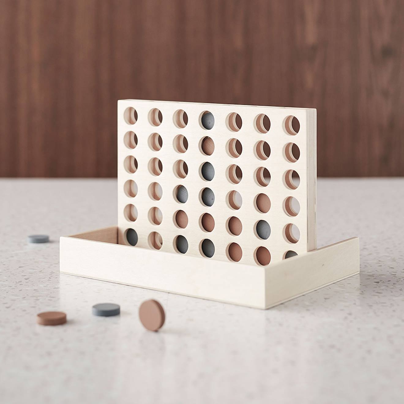 Jeu Puissance 4 En Bois Beige, Orange, Bleu (Kids Concept) - Image 2