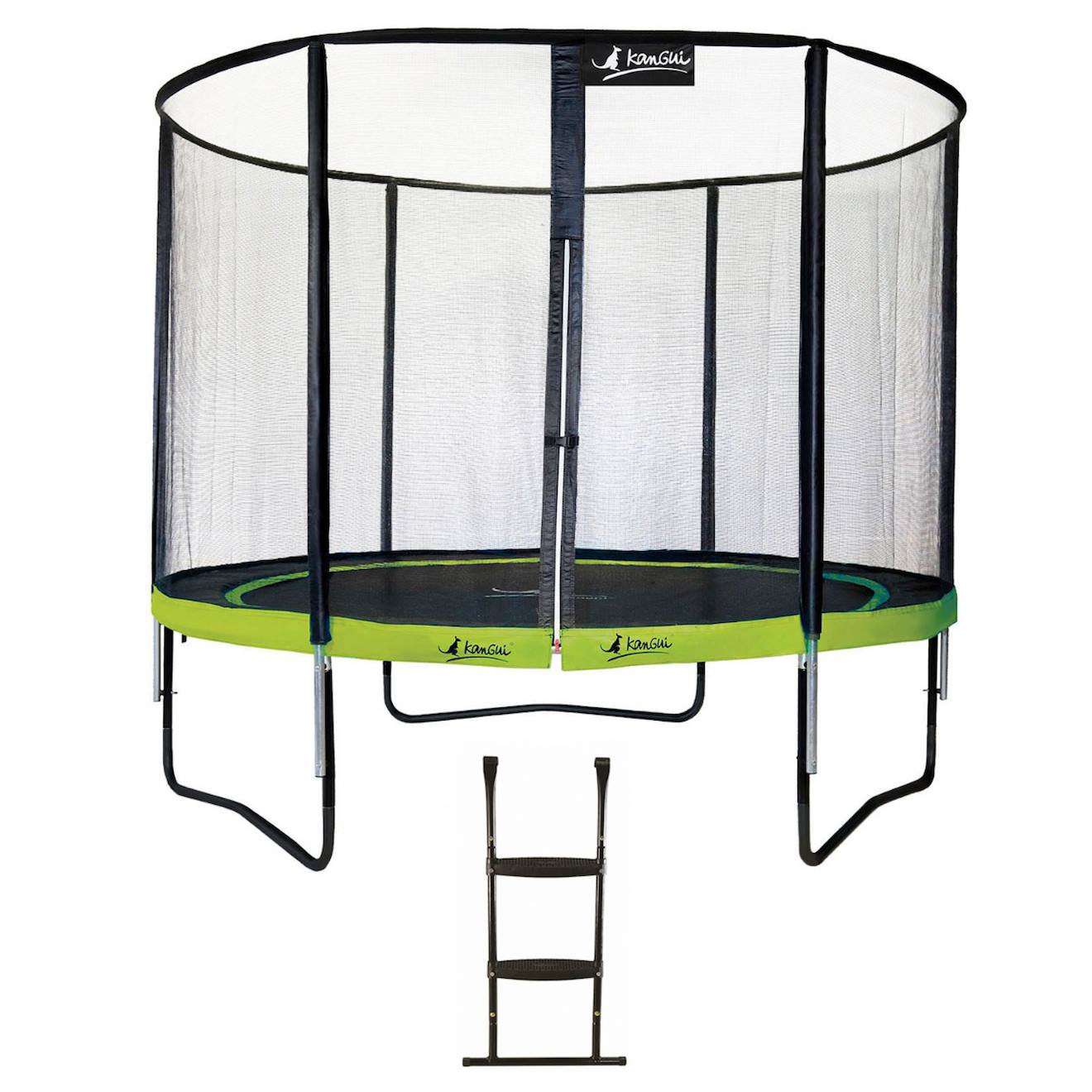 Trampoline De Jardin Rond 305 Cm + Filet De Sécurité + Échelle Punchi Vert 300 Vert