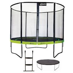 Jouet-Jeux de plein air-Trampoline ø 300cm + filet de sécurité + échelle + bâche - punchi 300 vert