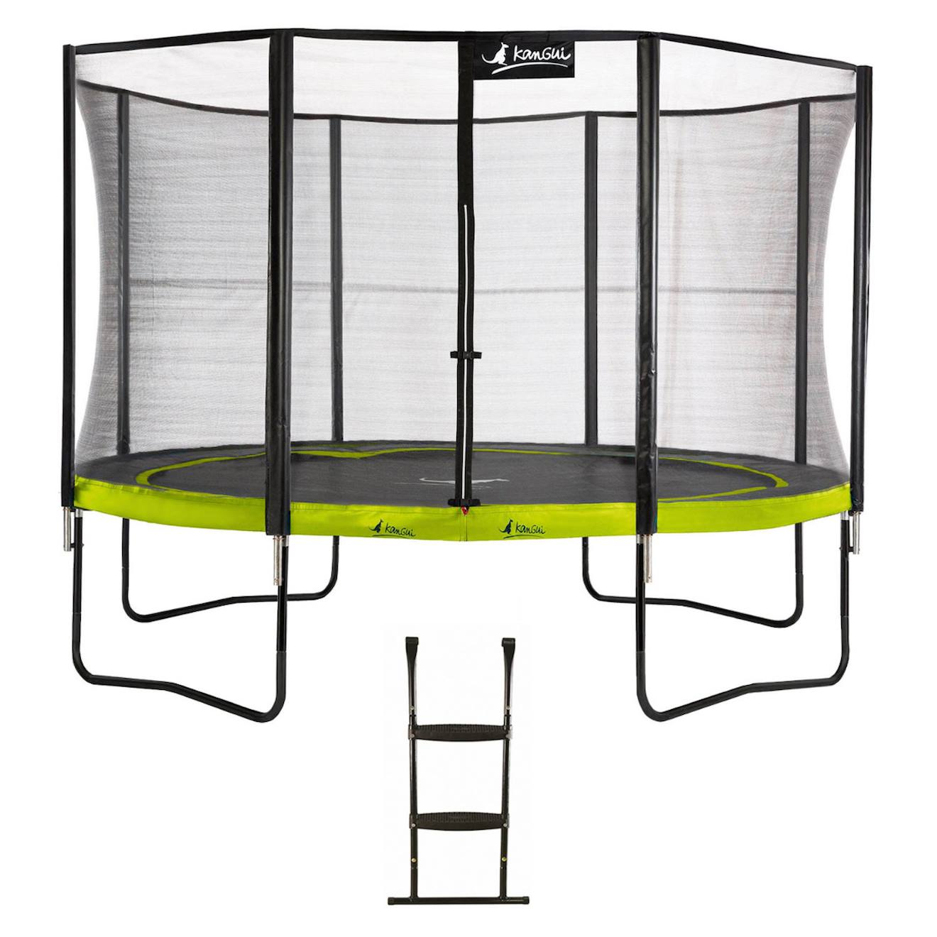 Trampoline De Jardin Rond 430 Cm + Filet De Sécurité + Échelle Punchi Vert 430 Vert