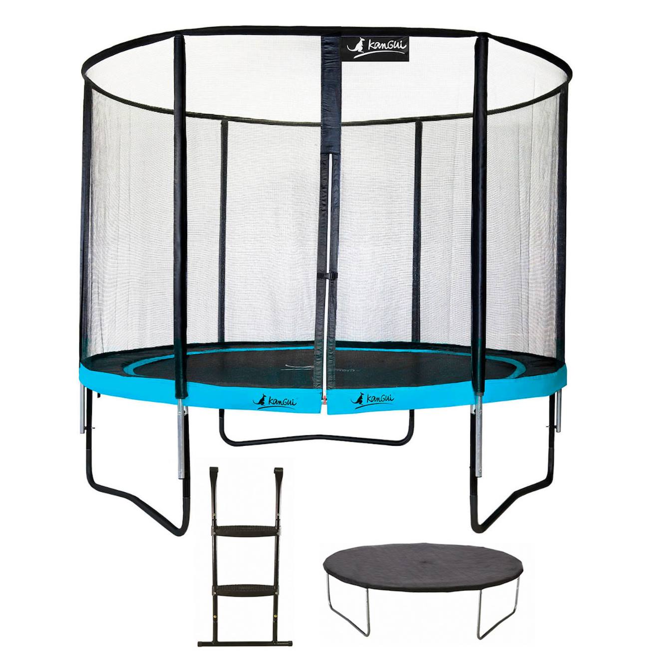 Trampoline De Jardin Rond 305 Cm + Filet De Sécurité + Échelle + Bâche De Protection Punchi Bleu 300 Bleu