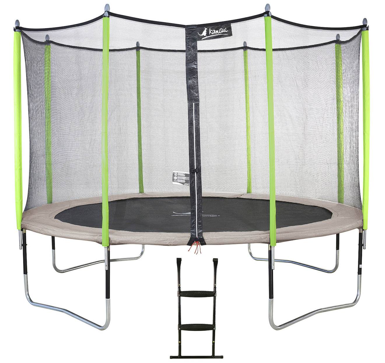 Trampoline De Jardin 426 Cm + Filet De Sécurité + Échelle Jumpi Taupe/vert 430 Vert