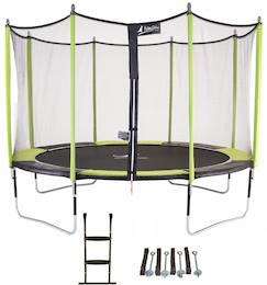 Jouet-Jeux de plein air-Trampoline ø 430?cm + filet + échelle + kit d'ancrage - jumpi 430 - noir/vert