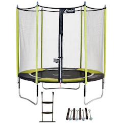 Jouet-Trampoline jardin ø 250?cm + échelle + kit d'ancrage - jumpi 250 - noir/vert