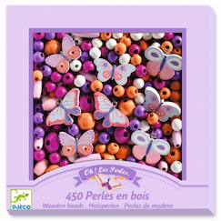 Jouet-Activités artistiques et musicales-Loisirs créatifs-450 Perles en bois papillons