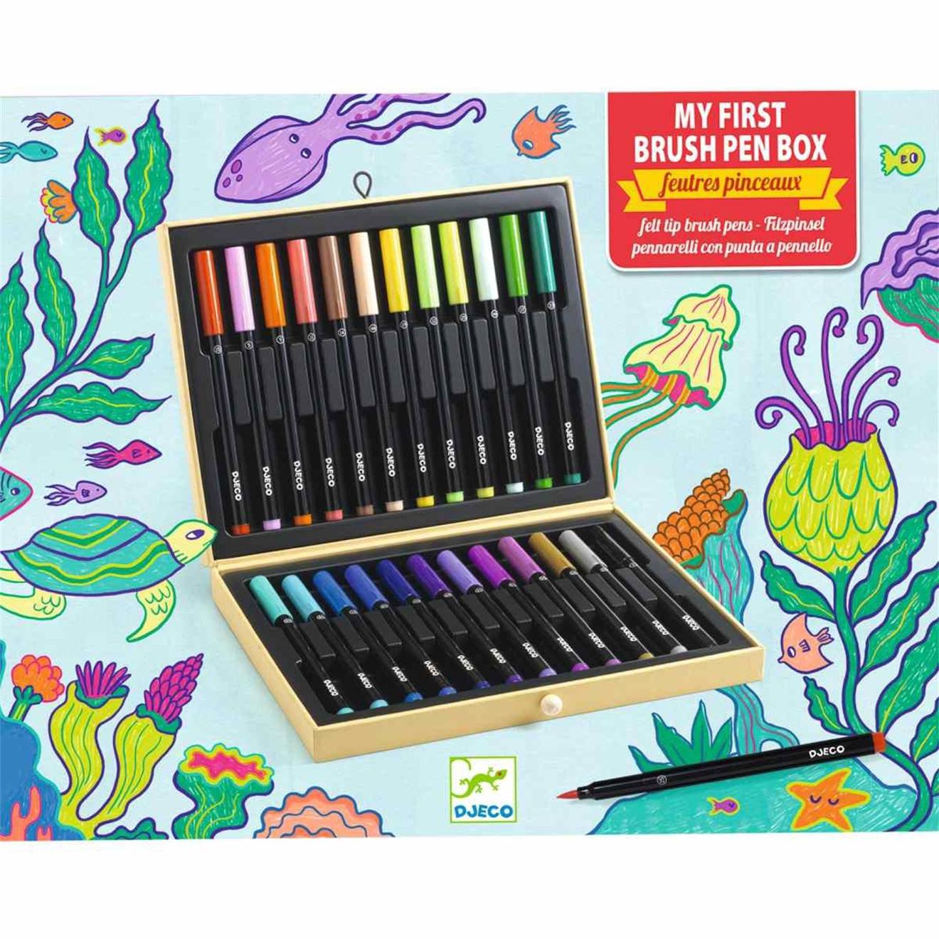 Djeco Mallette de Mes 1ers Feutres Pinceaux Multicolore