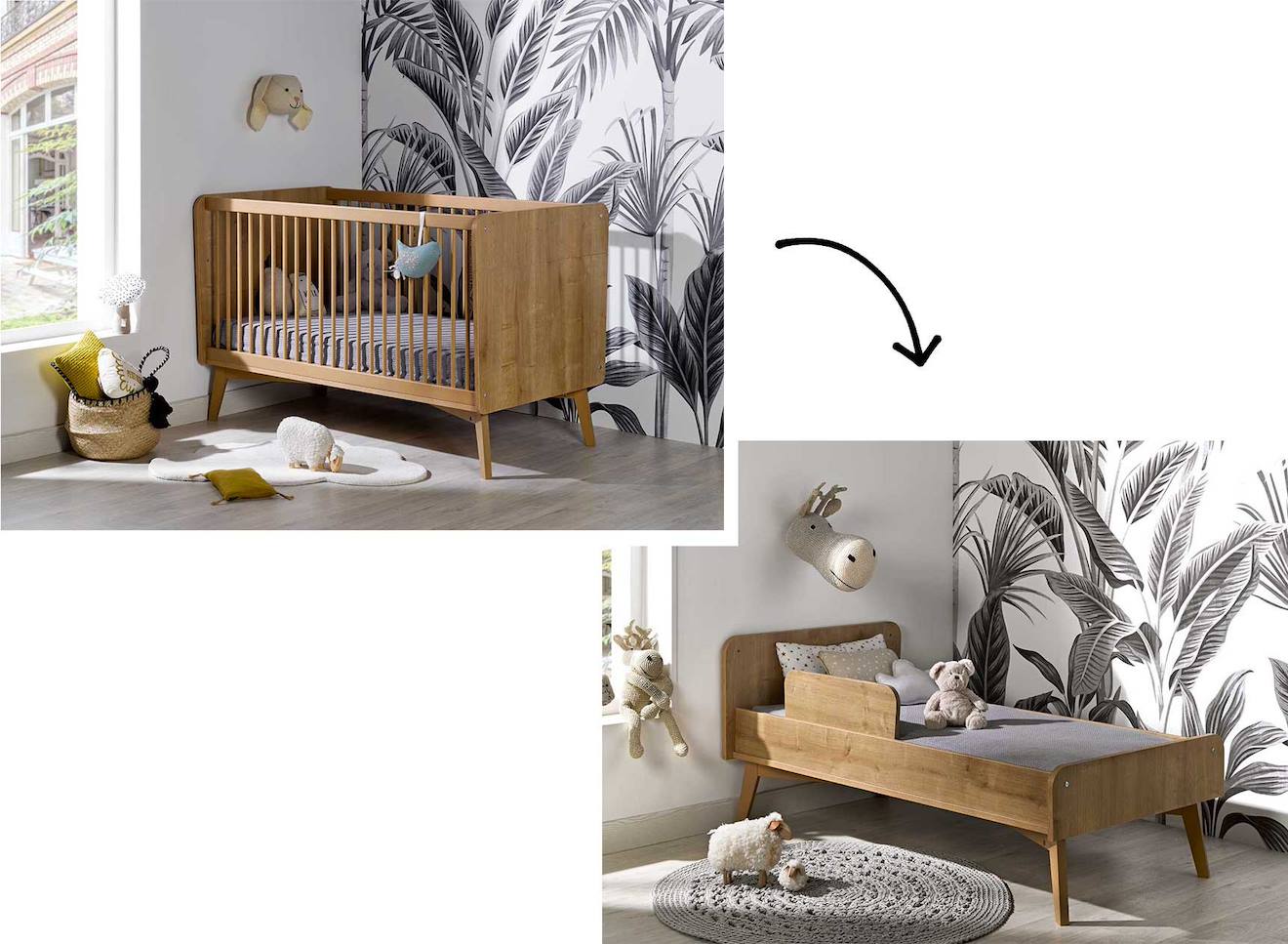 Lit Bébé Évolutif Vintage Icone Bois (Chambrekids) - Image 1