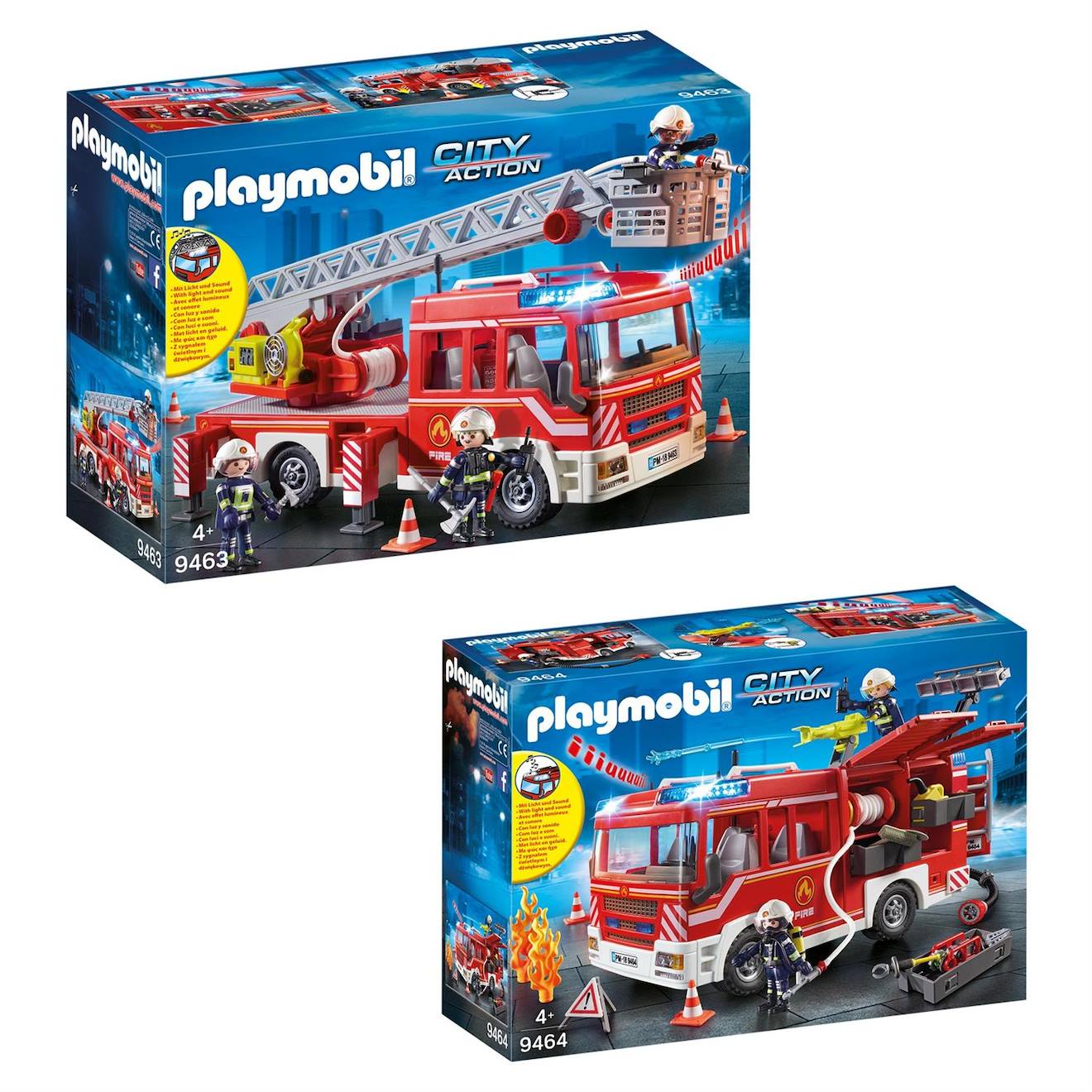 City Action - Set De 2 Boîtes Playmobil Sur Le Thème Des Pompiers 9463 9464 Multicolore