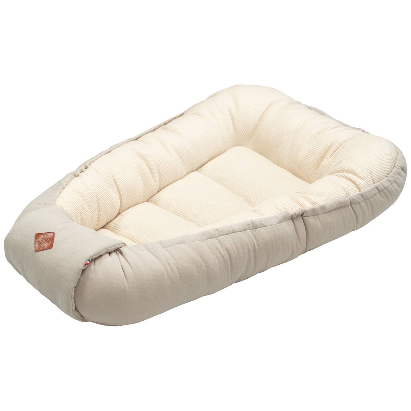 Cocon Nid Réducteur De Lit En Coton Nid D'abeille Beige