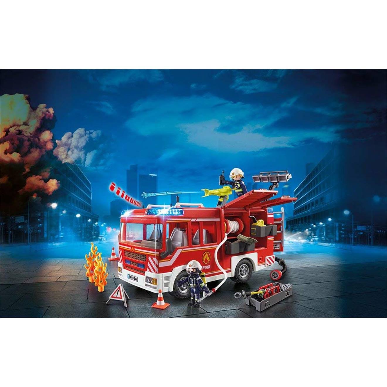 PLAYMOBIL 3491 VINTAGE pompiers échelle tuyaux enrouleur extincteur