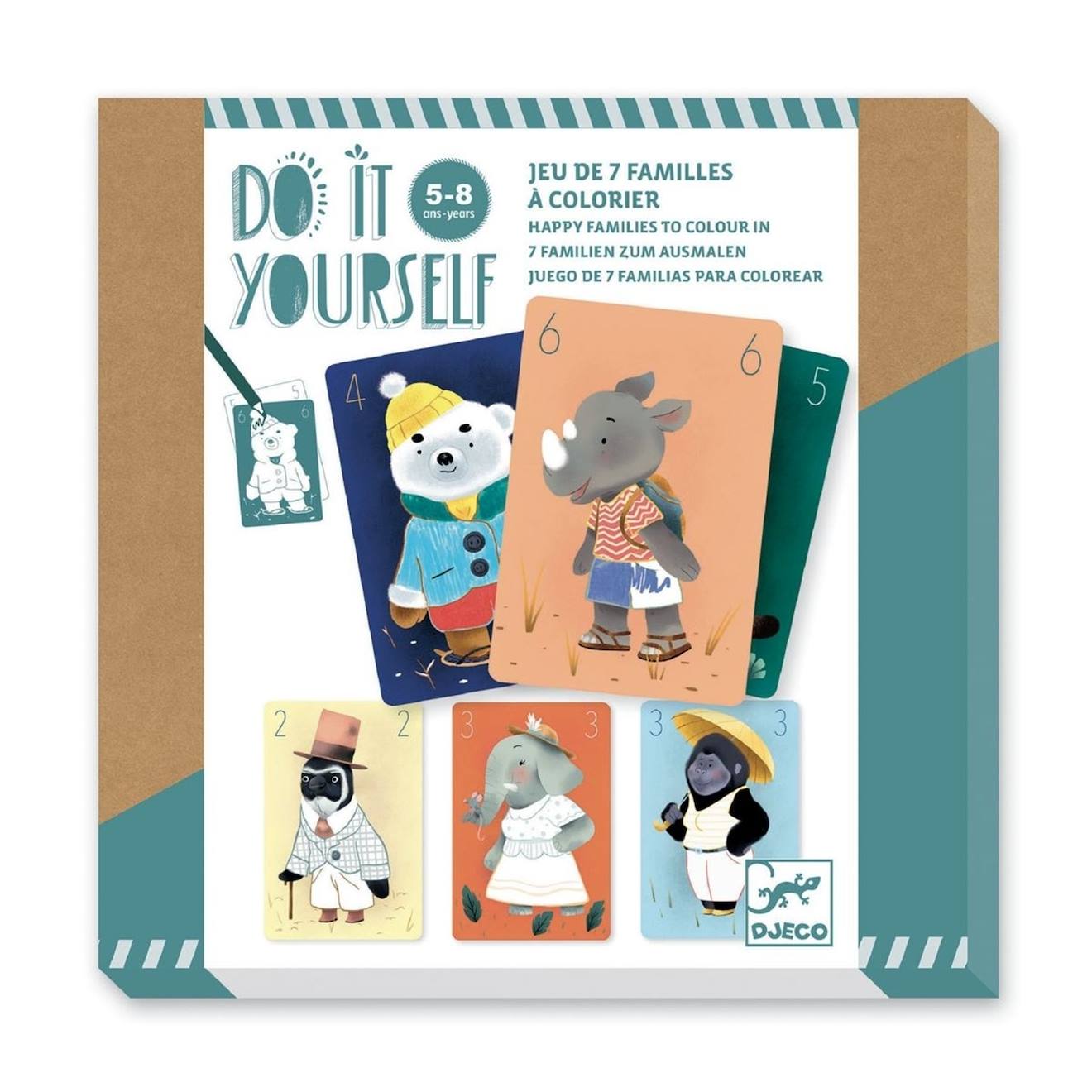 Do It Yourself Chics Animaux Jeu De 7 Familles À Colorier Multicolore