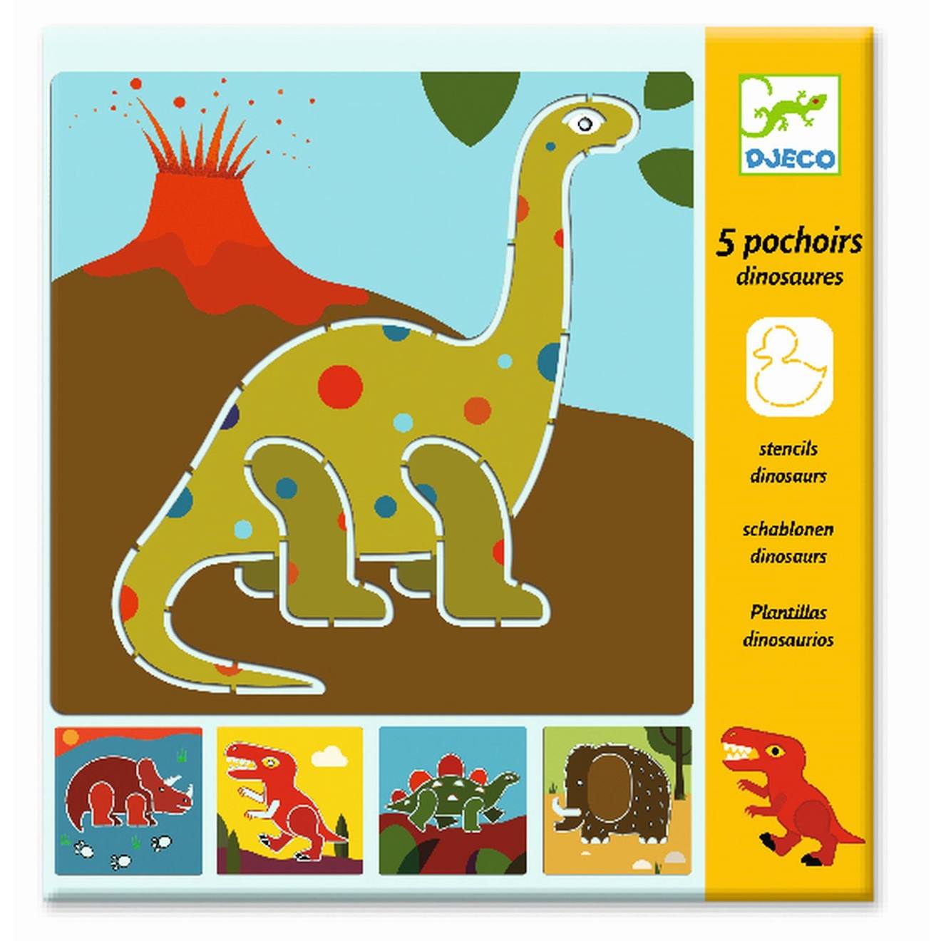 5 Pochoirs Dinosaures Vert