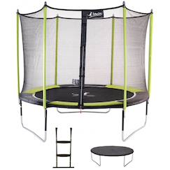 Jouet-Jeux de plein air-Trampoline jardin ø 300?cm + filet + échelle + bâche - jumpi 300 - noir/vert