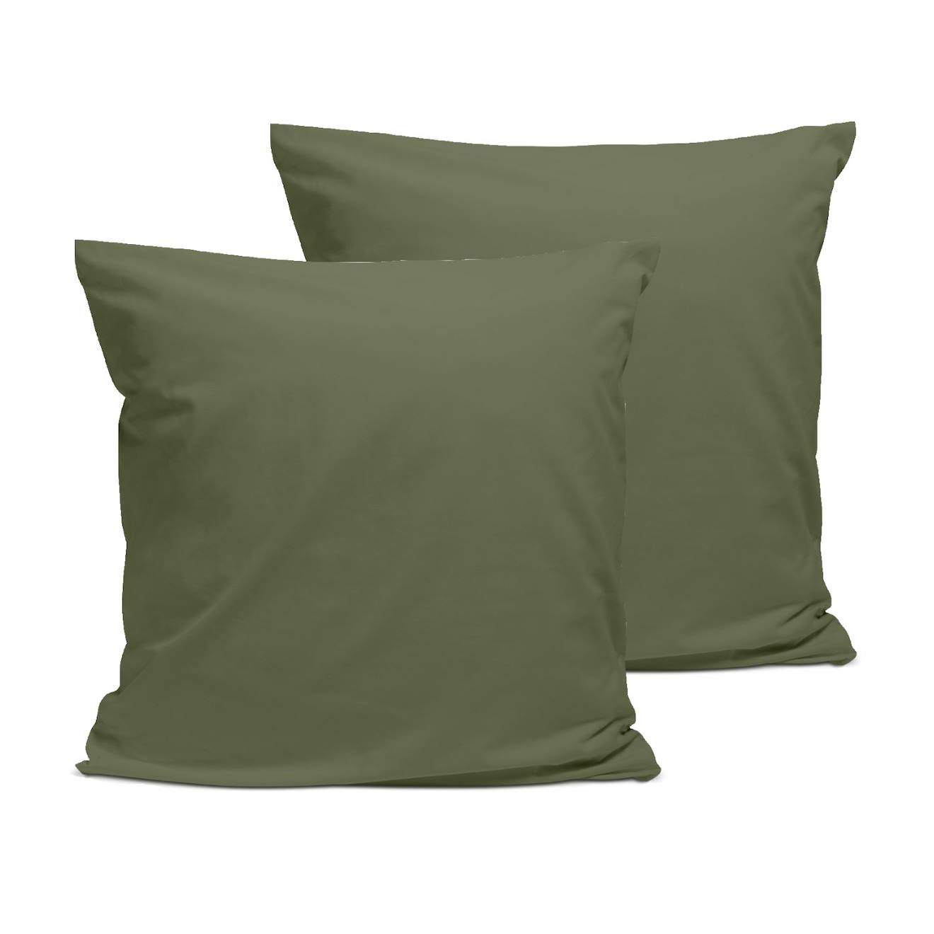 Lot De 2 Taies D'oreiller Percale De Coton Kaki