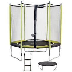 Jouet-Trampoline jardin ø 250?cm + filet + échelle + bâche - jumpi 250 - noir/vert