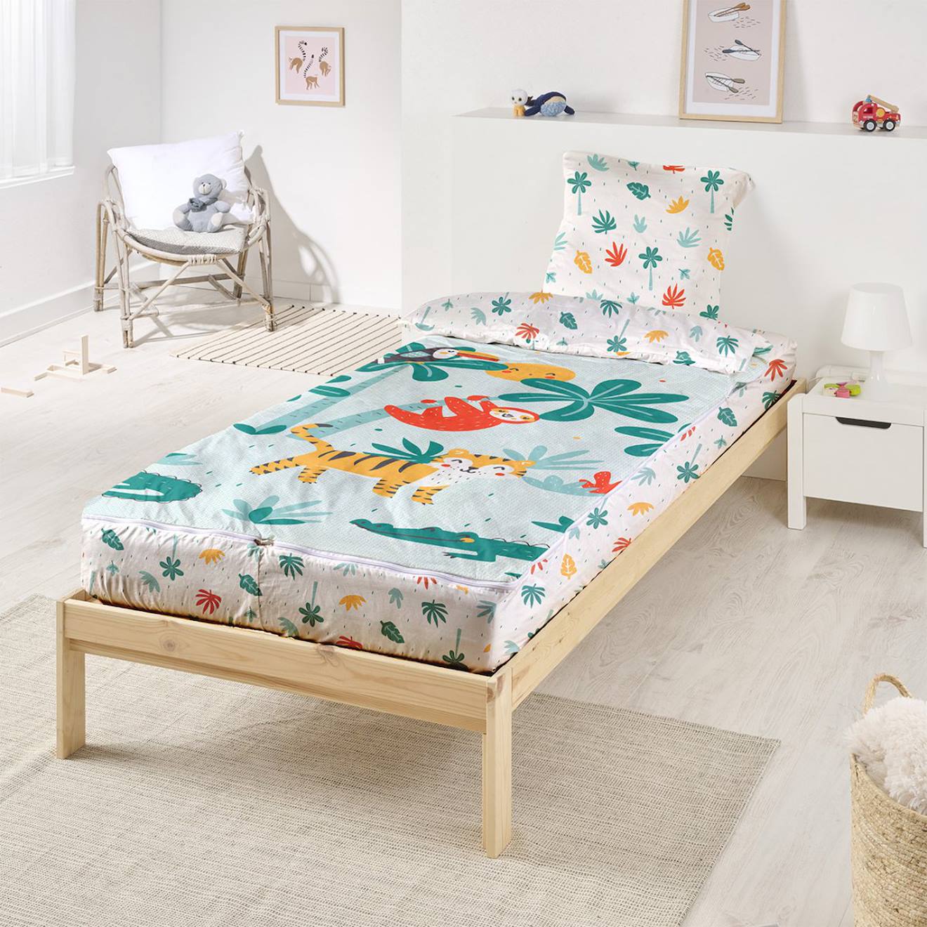 Caradou® Parure Avec Couette Enfant Animaux Vert