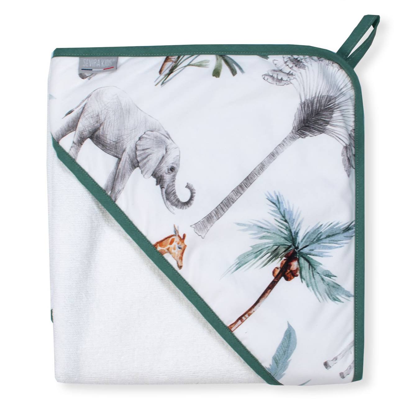 Ma Première Cape De Bain En Bambou Safari Safari, Vert, Gris, Blanc
