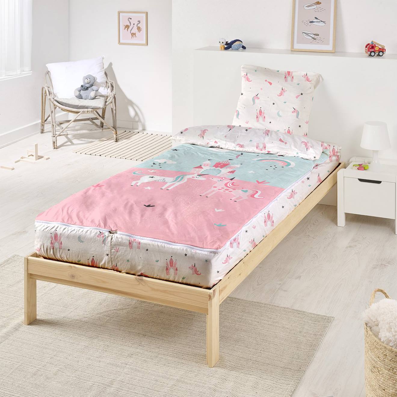 Caradou® Rechange Parure Lit Enfant Licorne Rose