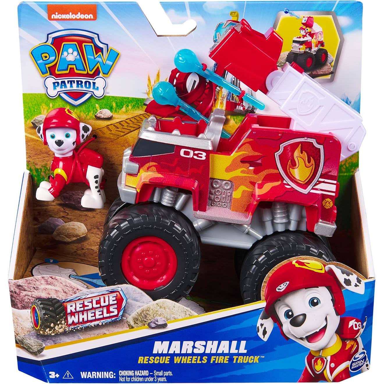 Paw Patrol - Pat Patrouille - Véhicule + Figurine Marcus Rescue Wheels Rouge