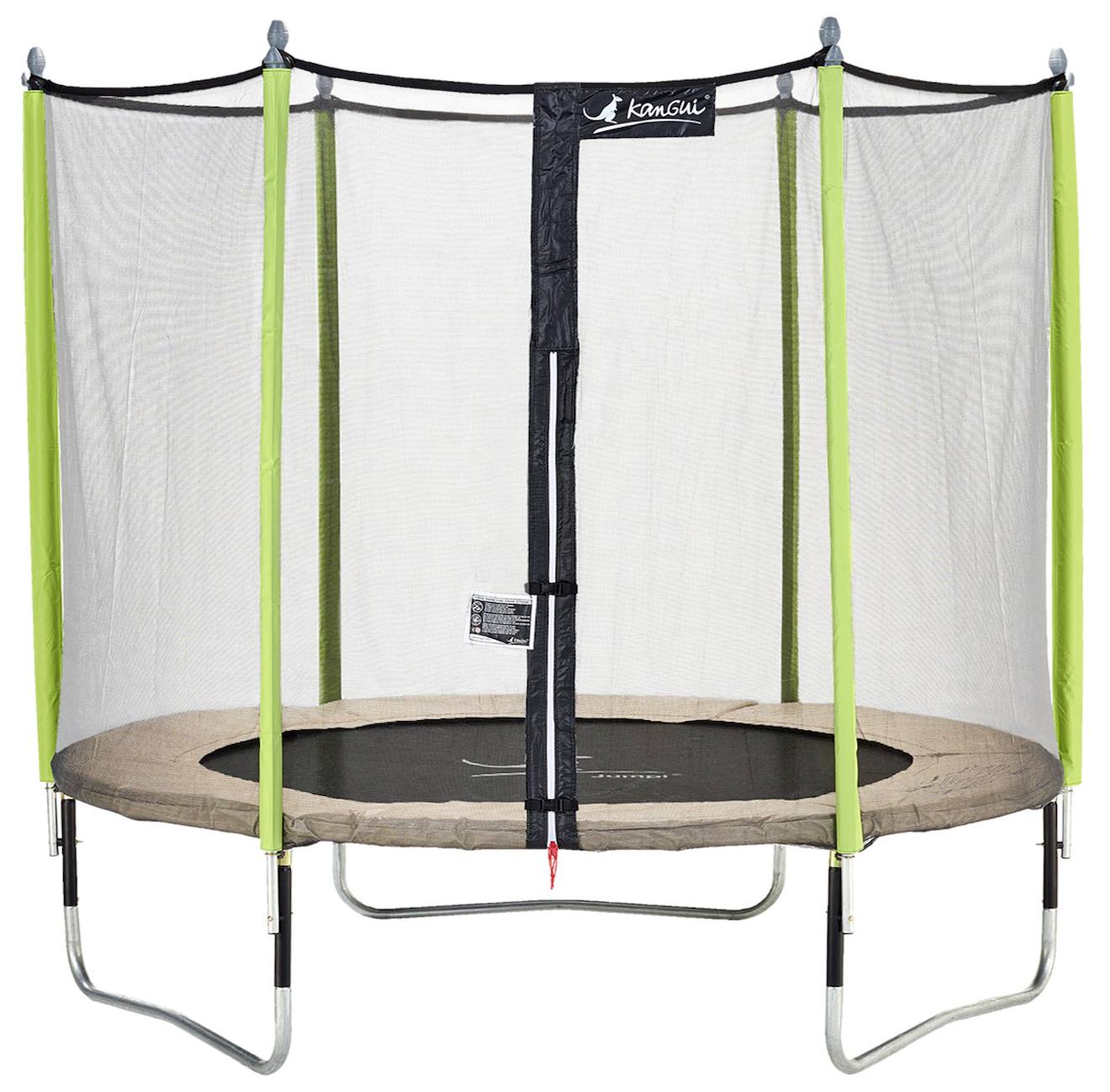Trampoline De Jardin 305 Cm + Filet De Sécurité Jumpi Taupe/vert 300 Vert